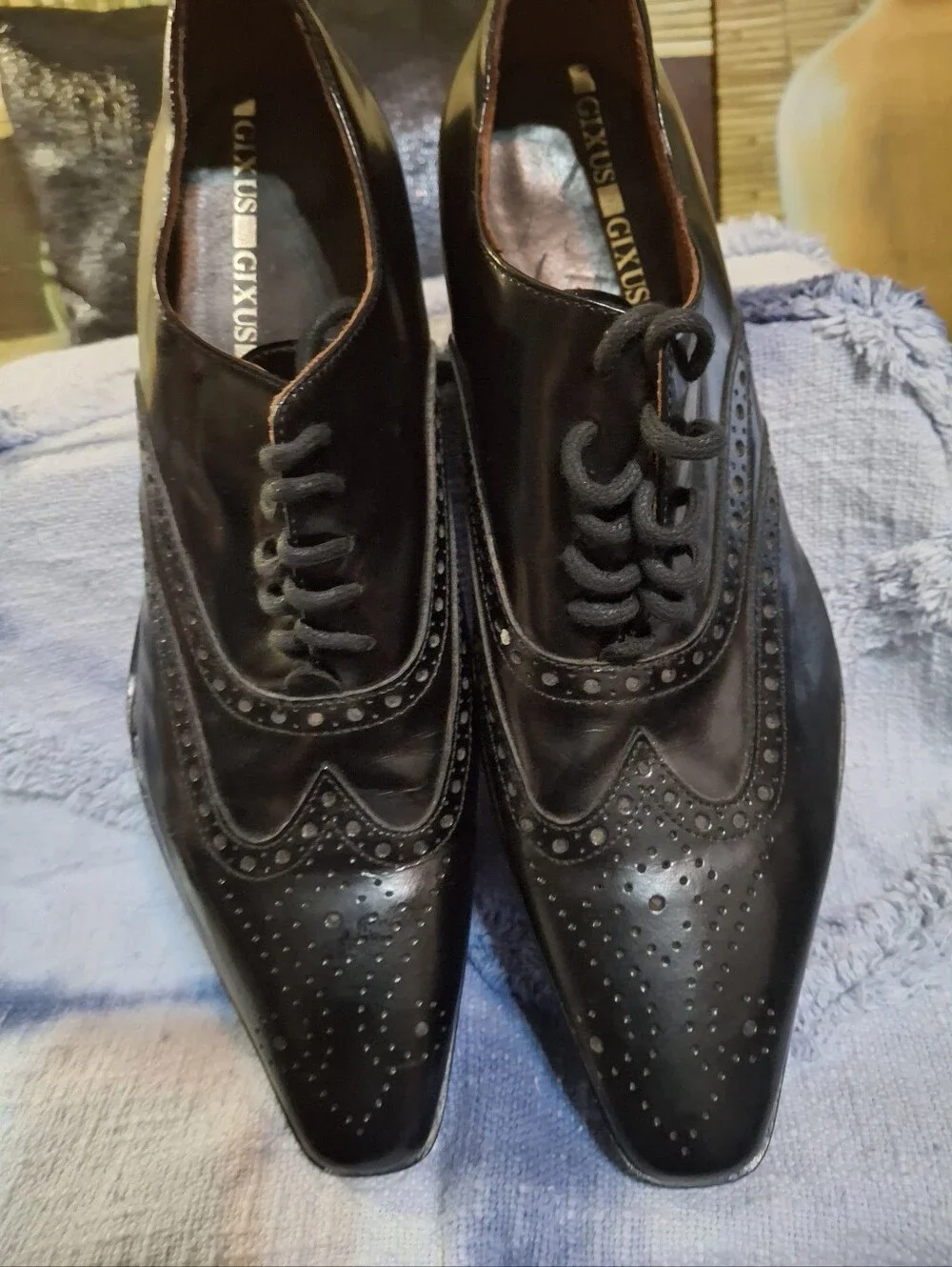 Gxus Black Wingtip Oxford Dress Shoes